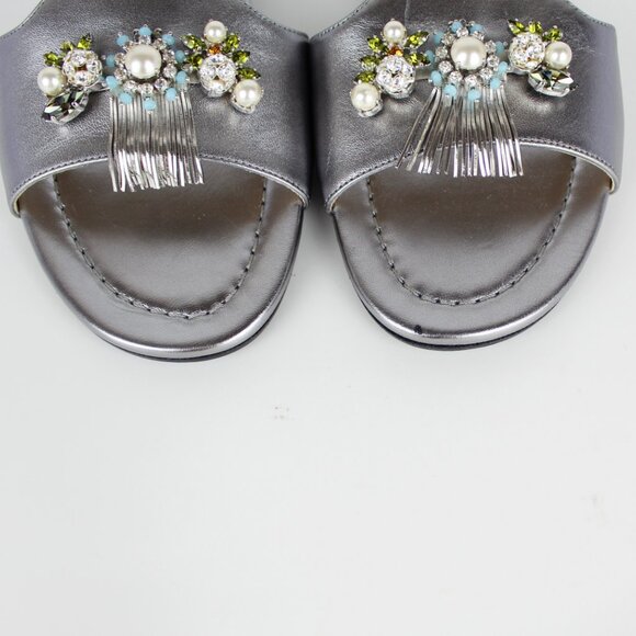 NEW JIMMY CHOO Embellished Metallic Slides - Flats for Resort, Events or Bridal - Picture 10 of 16